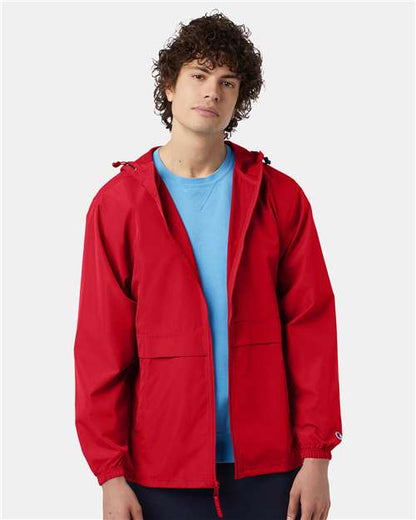 Champion CO125 Unisex Full-Zip Anorak Jacket - Scarlet - OnModelFront