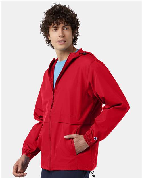 Champion CO125 Unisex Full-Zip Anorak Jacket - Scarlet - OnModelSide