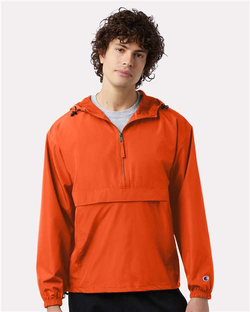 Champion CO200 Unisex Packable Anorak Jacket - Orange - OnModelFront