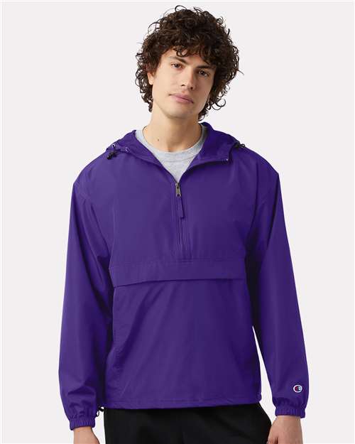 Champion CO200 Unisex Packable Anorak Jacket - Purple - OnModelFront