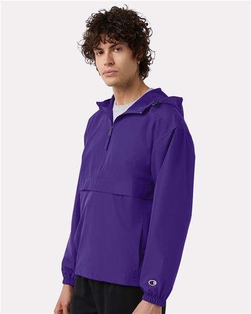 Champion CO200 Unisex Packable Anorak Jacket - Purple - OnModelSide
