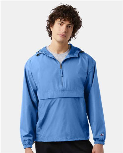 Champion CO200 Unisex Packable Anorak Jacket - Light Blue - OnModelFront