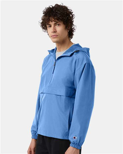 Champion CO200 Unisex Packable Anorak Jacket - Light Blue - OnModelSide