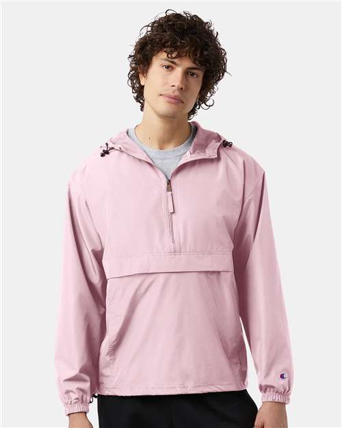 Champion CO200 Unisex Packable Anorak Jacket - Pink Candy - OnModelFront