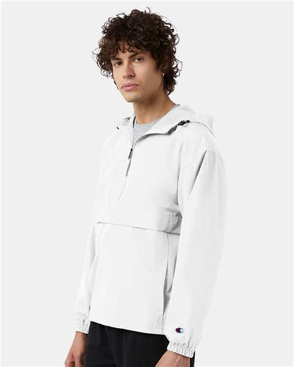 Champion CO200 Unisex Packable Anorak Jacket - White - OnModelFront
