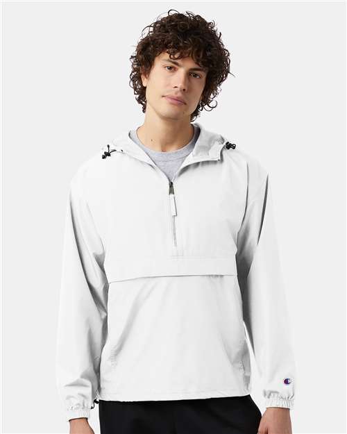 Champion CO200 Unisex Packable Anorak Jacket - White - OnModelSide