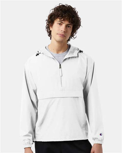 Champion CO200 Unisex Packable Anorak Jacket - White - OnModelSide