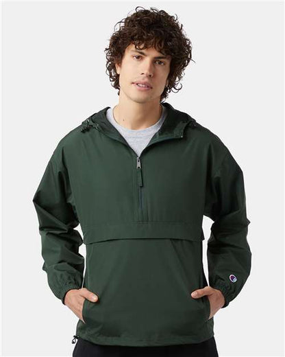 Champion CO200 Unisex Packable Anorak Jacket - Dark Green - OnModelFront