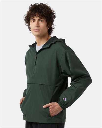 Champion CO200 Unisex Packable Anorak Jacket - Dark Green - OnModelSide