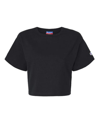 Champion T453W Women's Heritage Jersey Crop T-Shirt - Black - Front