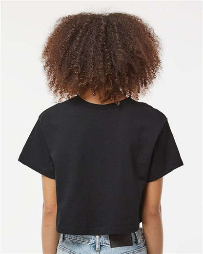 Champion T453W Women's Heritage Jersey Crop T-Shirt - Black - OnModelBack