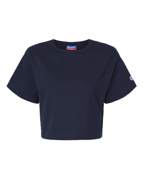 Champion T453W Women's Heritage Jersey Crop T-Shirt - Navy - Front