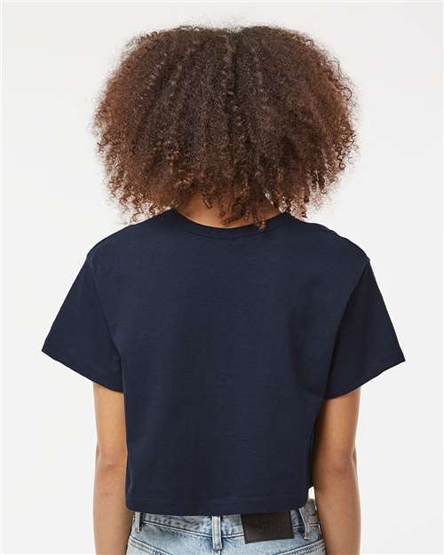 Champion T453W Women's Heritage Jersey Crop T-Shirt - Navy - OnModelBack
