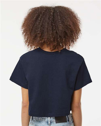 Champion T453W Women's Heritage Jersey Crop T-Shirt - Navy - OnModelBack