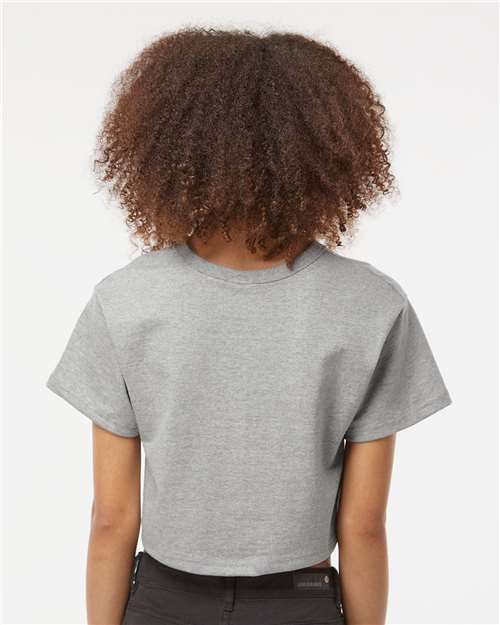Champion T453W Women's Heritage Jersey Crop T-Shirt - Oxford Grey - OnModelBack