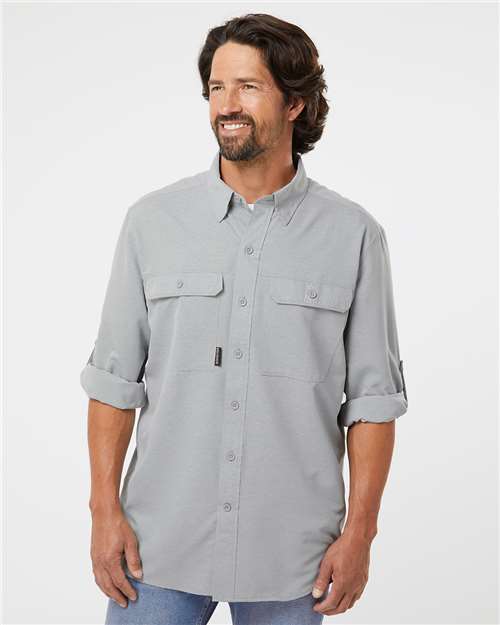 DRI DUCK 4441 Men's Crossroad Woven Shirt - Grey - OnModelFront