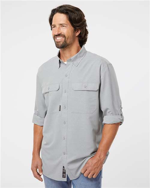 DRI DUCK 4441 Men's Crossroad Woven Shirt - Grey - OnModelSide