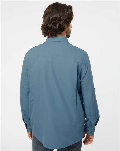 DRI DUCK 4441 Men's Crossroad Woven Shirt - Slate Blue - OnModelBack
