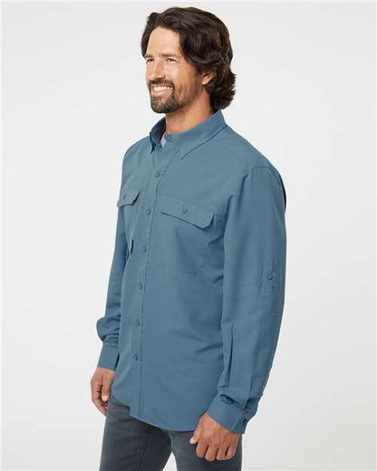 DRI DUCK 4441 Men's Crossroad Woven Shirt - Slate Blue - OnModelSide