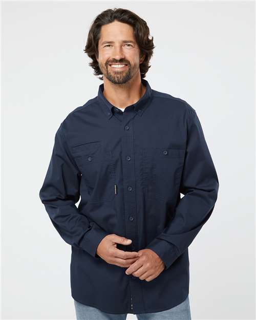 DRI DUCK 4450 Men's Craftsman Woven Shirt - Deep Blue - OnModelFront