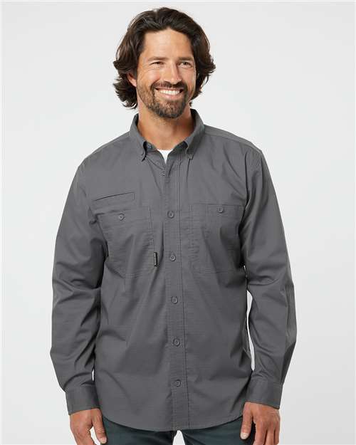 DRI DUCK 4450 Men's Craftsman Woven Shirt - Gunmetal - OnModelFront