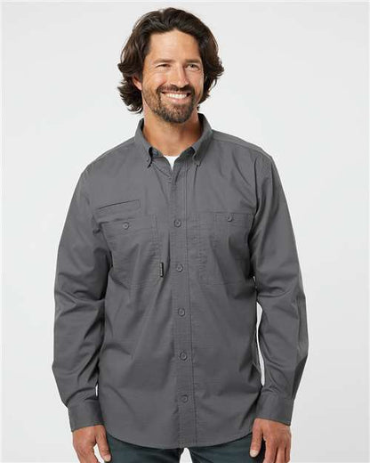 DRI DUCK 4450 Men's Craftsman Woven Shirt - Gunmetal - OnModelFront