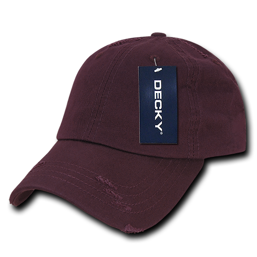 Decky-959-6 Panel Low Profile Relaxed Vintage Dad Hat - Maroon