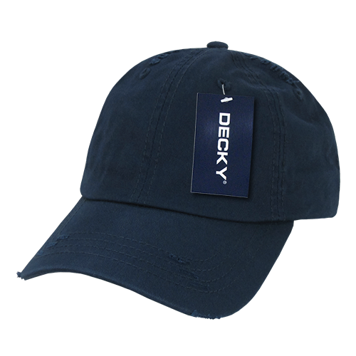 Decky-959-6 Panel Low Profile Relaxed Vintage Dad Hat - Navy
