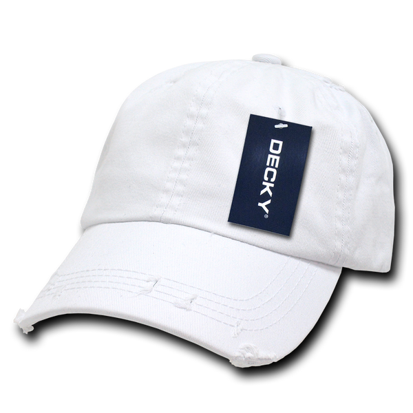 Decky-959-6 Panel Low Profile Relaxed Vintage Dad Hat - White
