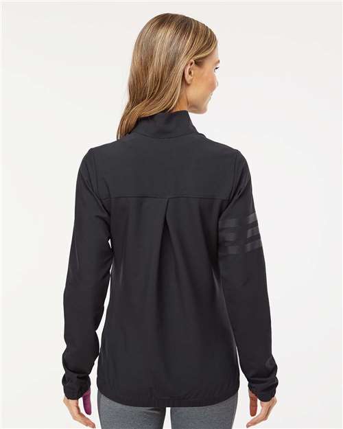 adidas A268 Women's Wind Resistant Full-Zip Jacket - Black/ Black - OnModelBack