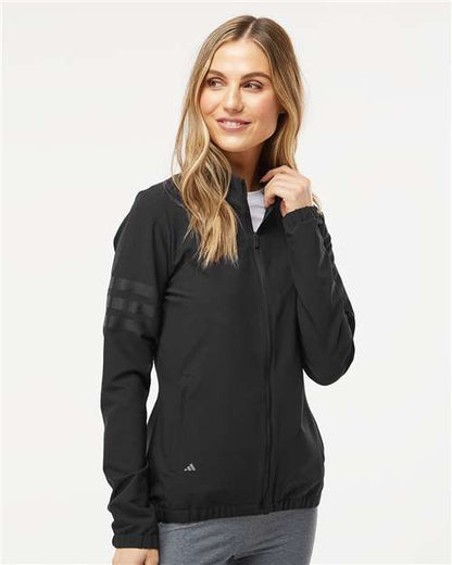 adidas A268 Women's Wind Resistant Full-Zip Jacket - Black/ Black - OnModelFront