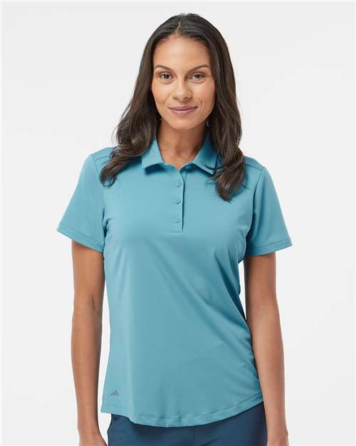 adidas A515 Women's Ultimate365 Solid Polo - Hazy Blue - OnModelFront