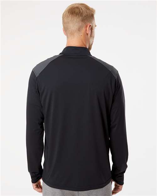 adidas A520 Men's Ultimate365 Lightweight Shoulder Stripe Quarter-Zip Pullover - Black - OnModelBack