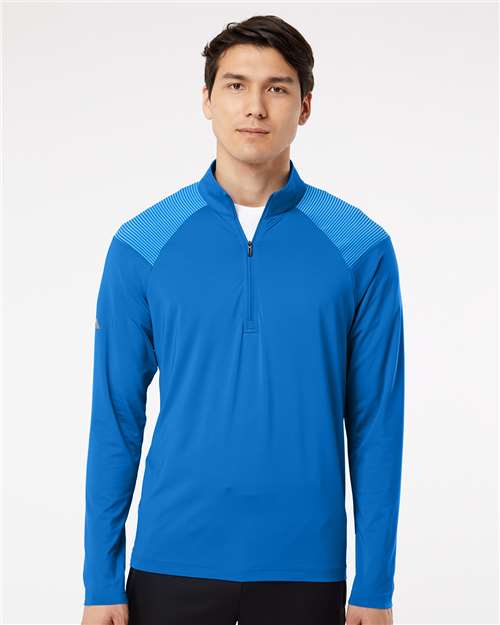 adidas A520 Men's Ultimate365 Lightweight Shoulder Stripe Quarter-Zip Pullover - Glory Blue - OnModelFront