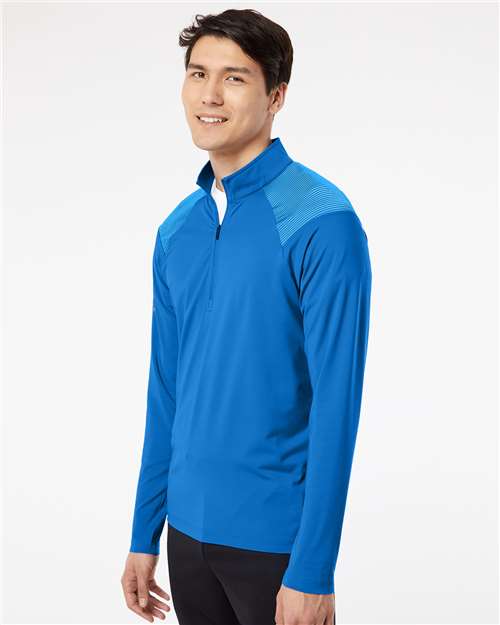 adidas A520 Men's Ultimate365 Lightweight Shoulder Stripe Quarter-Zip Pullover - Glory Blue - OnModelSide