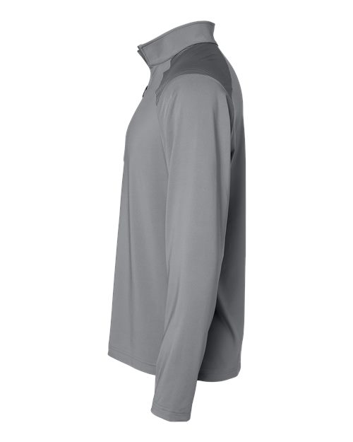 adidas A520 Men's Ultimate365 Lightweight Shoulder Stripe Quarter-Zip Pullover - Grey Three - DirectSide