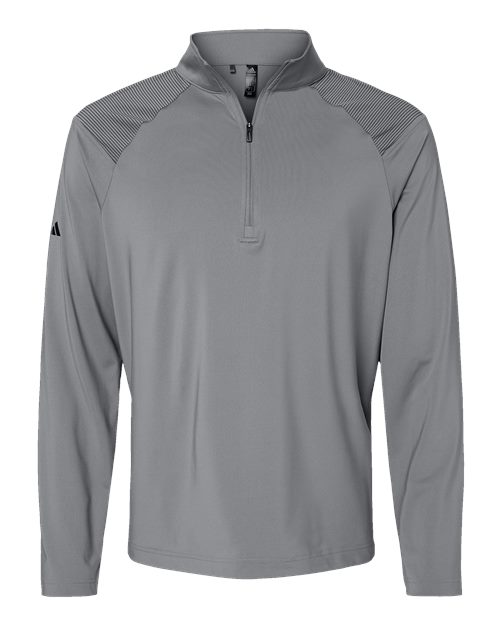 adidas A520 Men's Ultimate365 Lightweight Shoulder Stripe Quarter-Zip Pullover - Grey Three - Front