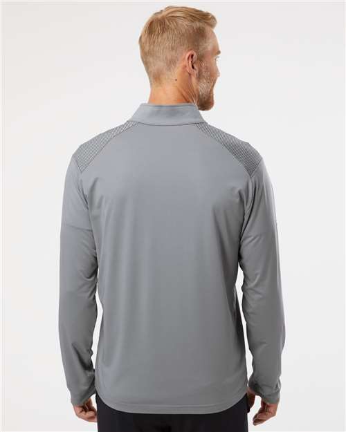 adidas A520 Men's Ultimate365 Lightweight Shoulder Stripe Quarter-Zip Pullover - Grey Three - OnModelBack