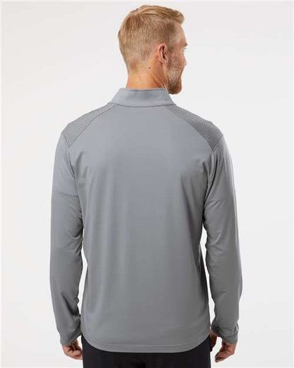adidas A520 Men's Ultimate365 Lightweight Shoulder Stripe Quarter-Zip Pullover - Grey Three - OnModelBack