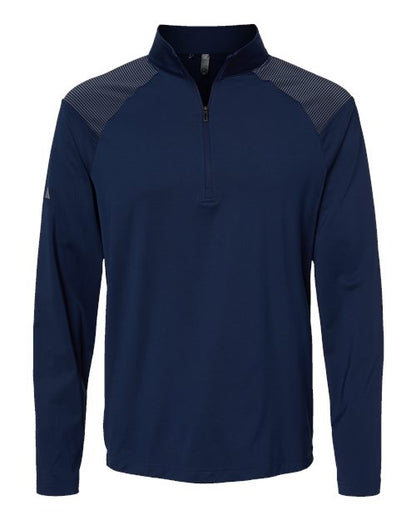 adidas A520 Men's Ultimate365 Lightweight Shoulder Stripe Quarter-Zip Pullover - Team Navy Blue - Front
