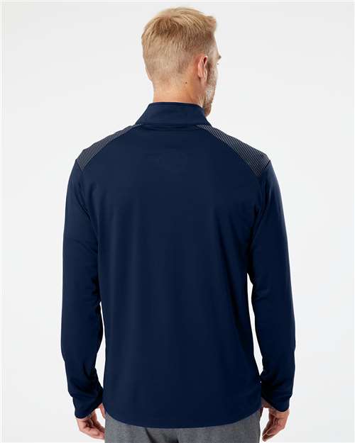 adidas A520 Men's Ultimate365 Lightweight Shoulder Stripe Quarter-Zip Pullover - Team Navy Blue - OnModelBack