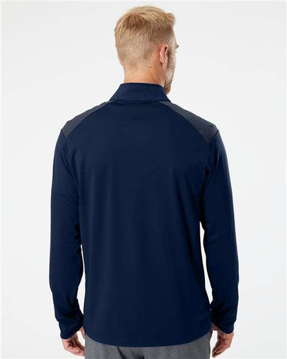 adidas A520 Men's Ultimate365 Lightweight Shoulder Stripe Quarter-Zip Pullover - Team Navy Blue - OnModelBack