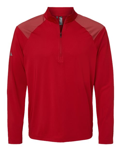 adidas A520 Men's Ultimate365 Lightweight Shoulder Stripe Quarter-Zip Pullover - Team Power Red - Front