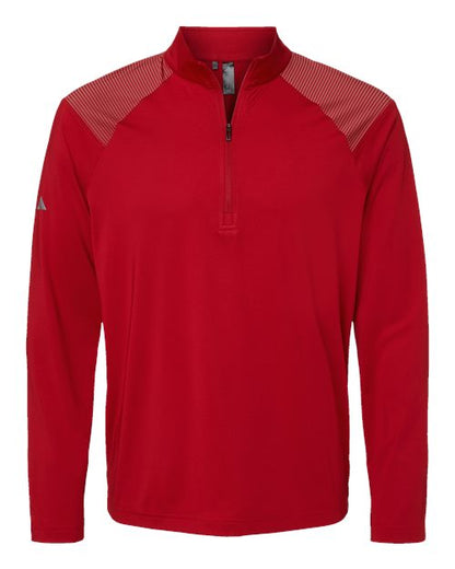 adidas A520 Men's Ultimate365 Lightweight Shoulder Stripe Quarter-Zip Pullover - Team Power Red - Front