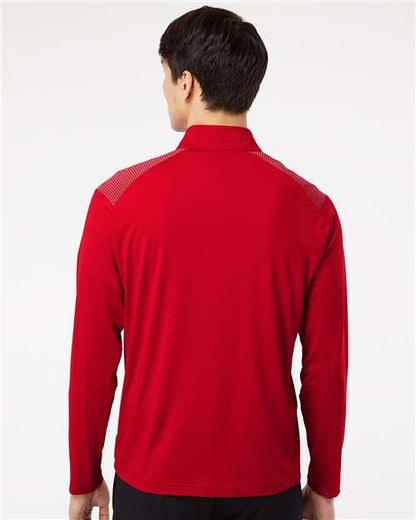 adidas A520 Men's Ultimate365 Lightweight Shoulder Stripe Quarter-Zip Pullover - Team Power Red - OnModelBack