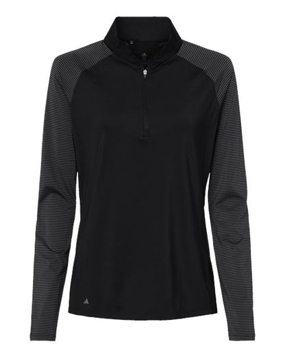 adidas A521 Women's Ultimate365 Lightweight Raglan Quarter-Zip Pullover - Black - Front