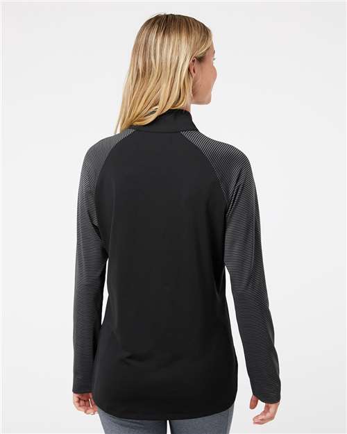 adidas A521 Women's Ultimate365 Lightweight Raglan Quarter-Zip Pullover - Black - OnModelBack
