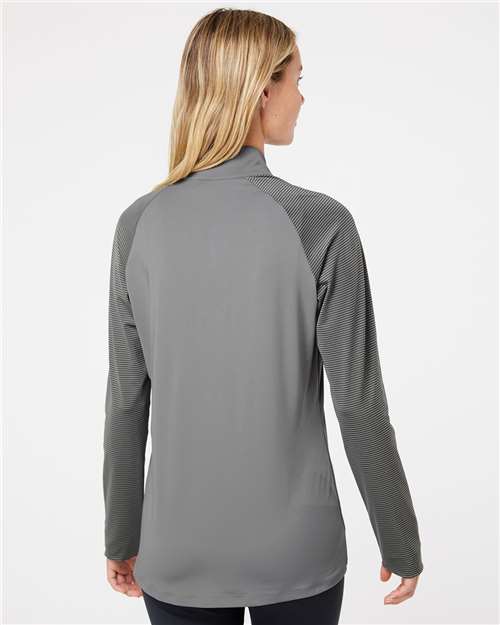adidas A521 Women's Ultimate365 Lightweight Raglan Quarter-Zip Pullover - Grey Three - OnModelBack