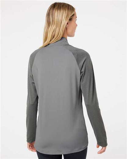 adidas A521 Women's Ultimate365 Lightweight Raglan Quarter-Zip Pullover - Grey Three - OnModelBack