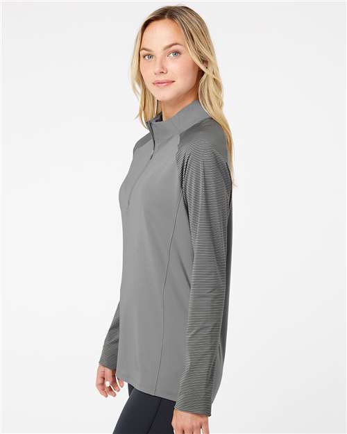 adidas A521 Women's Ultimate365 Lightweight Raglan Quarter-Zip Pullover - Grey Three - OnModelSide